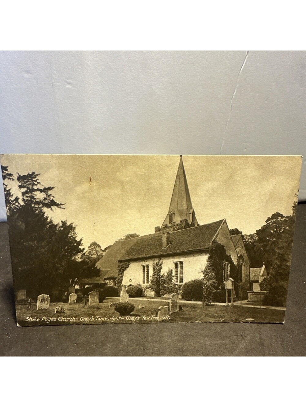Antique Stoke Poges Church Gray’s Tomb Yew Tree England RPPC Postcard